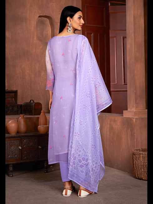 Lavender Organza Pant Suit Acy6934 Closure View